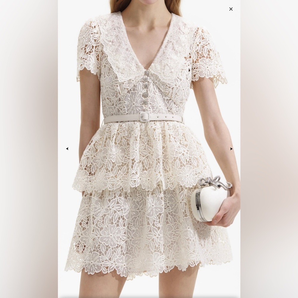 Self Portrait cream collar mini dress
